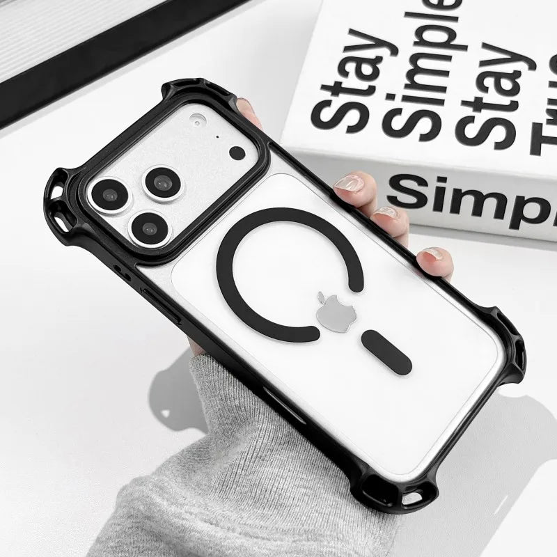Lanyard UAV Case For iPhone 17 Pro Max 15 13 16 14 Plus 12 Magnetic Wireless Charging Four-Corner Shockproof Strap Clear Cover