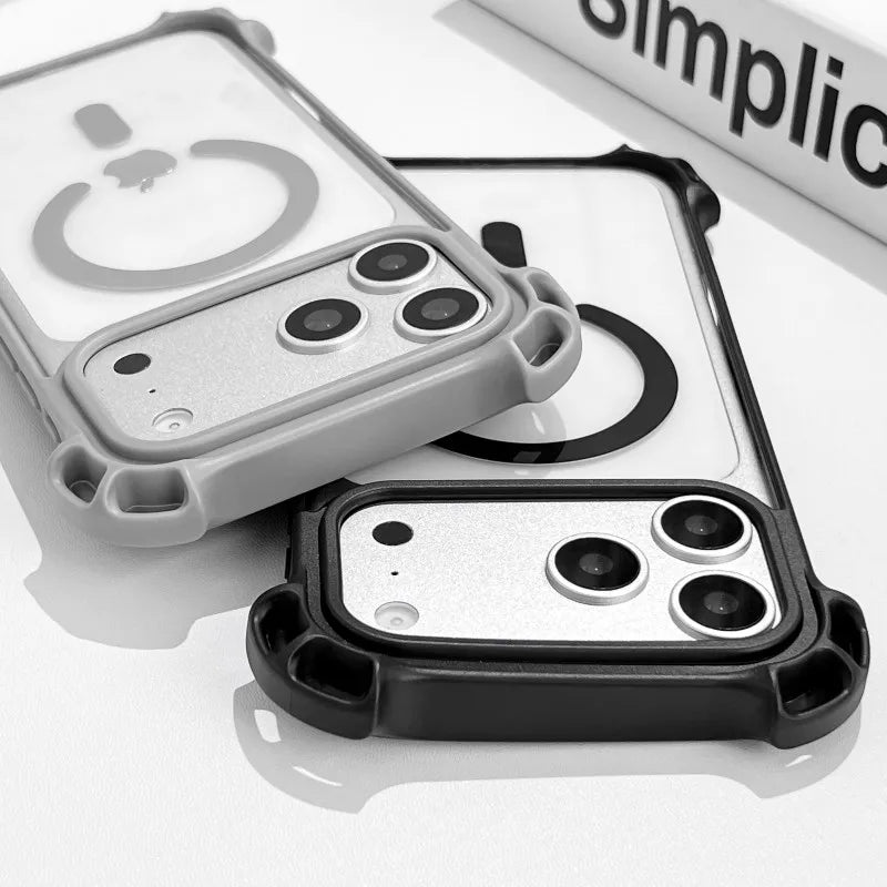 Lanyard UAV Case For iPhone 17 Pro Max 15 13 16 14 Plus 12 Magnetic Wireless Charging Four-Corner Shockproof Strap Clear Cover
