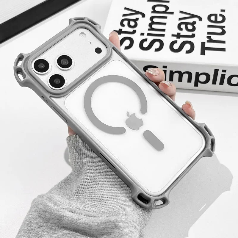Lanyard UAV Case For iPhone 17 Pro Max 15 13 16 14 Plus 12 Magnetic Wireless Charging Four-Corner Shockproof Strap Clear Cover
