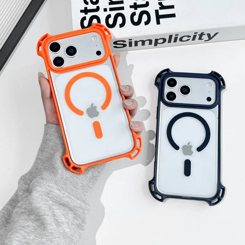Lanyard UAV Case For iPhone 17 Pro Max 15 13 16 14 Plus 12 Magnetic Wireless Charging Four-Corner Shockproof Strap Clear Cover