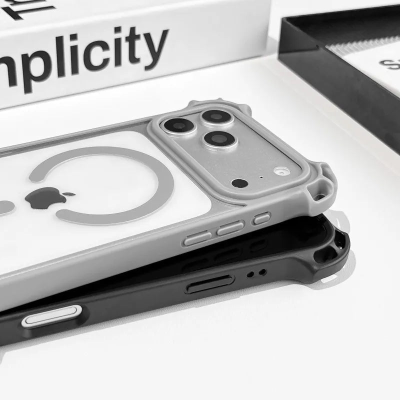 Lanyard UAV Case For iPhone 17 Pro Max 15 13 16 14 Plus 12 Magnetic Wireless Charging Four-Corner Shockproof Strap Clear Cover