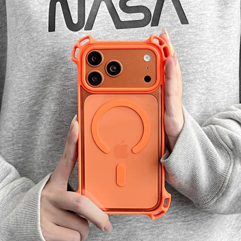 Lanyard UAV Case For iPhone 17 Pro Max 15 13 16 14 Plus 12 Magnetic Wireless Charging Four-Corner Shockproof Strap Clear Cover