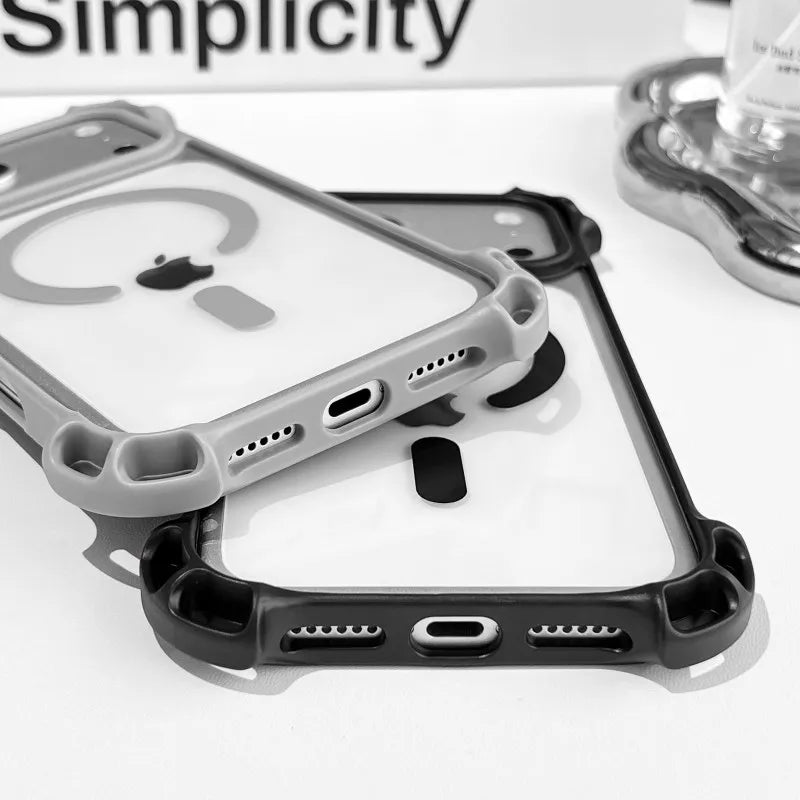 Lanyard UAV Case For iPhone 17 Pro Max 15 13 16 14 Plus 12 Magnetic Wireless Charging Four-Corner Shockproof Strap Clear Cover