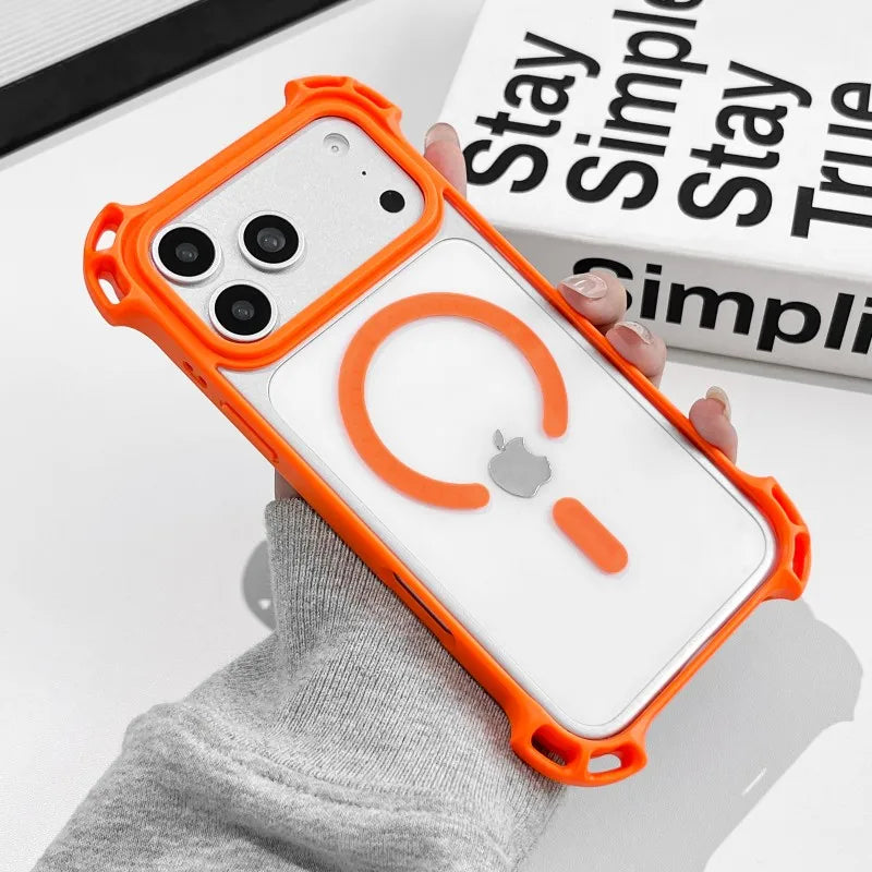 Lanyard UAV Case For iPhone 17 Pro Max 15 13 16 14 Plus 12 Magnetic Wireless Charging Four-Corner Shockproof Strap Clear Cover
